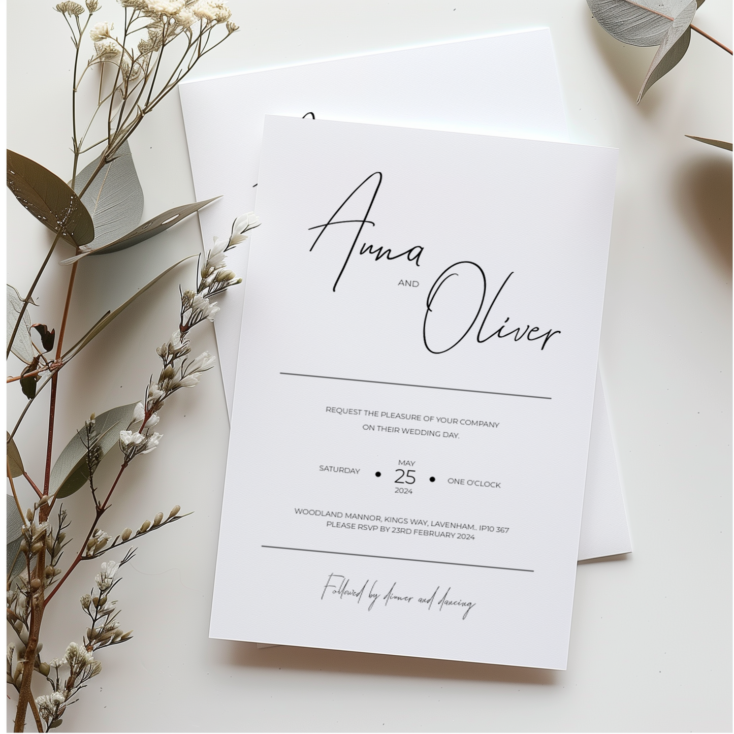 Ink Noir Wedding Invitation (Printable Wedding Template - Minimalist)